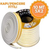 Mikasso Yapışkanlı Kapı, Pencere Fitili, Kapı & Pencere Bandı Contası, Beyaz 10 mt (5X2MT) Plastik