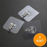 Mikasso Yapışkanlı Metal Kancalı Duvar Askısı 5'li Banyo Mutfak Kapı Arkası Askılık Banyo Düzenleyici Plasti