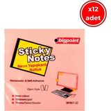 Mikasso Yapışkanlı Not Kağıdı, 12 Adet, 75X75MM,NEON PEMBE,100 Yaprak Yapışkanlı Not Kağıdı - Çok Renkli