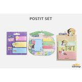 Mikasso Yapışkanlı Not Kağıdı Postit 3 Adet Set 3 Bez Çanta Hediyeli Yapışkanlı Not Kağıdı - Çok Renkli
