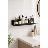 Mikasso Yapışkanlı Organizer Raf, Banyo Askısı Banyo Rafı Şampuanlık Sabunluk, Banyo Düzenleyici Siyah Metal - Çok Renkli