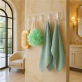 Mikasso Yapışkanlı Şeffaf Duvar Askısı Banyo Mutfak Düzenleyici Askı Pratik Kanca Askılık Plastik Şeffaf Cn