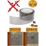 Mikasso Yapışkanlı Sineklik Tülü Tamir Bandı Yırtık Kopmuş Delik Fiber Tül Yapıştırma Siyah 48 mm x 2 Metree