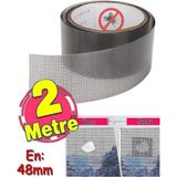 Mikasso Yapışkanlı Sineklik Yaması Tülü Tamir Bandı Bantı Delik Fiber Tül Yapıştırma Gri 48 mm x 2 Metre Cam