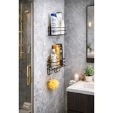 Mikasso Yapışkanlı Siyah 2li Banyo Düzenleyici Şampuanlık Sabunluk Oval Bayo Duş Rafı Organizer Metal Siyah - Çok Renkli