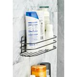 Mikasso Yapışkanlı Siyah Banyo Düzenleyici Şampuanlık Sabunluk Oval Banyo Duş Organizer Siyah