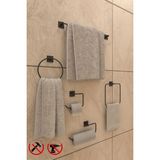 Mikasso Yapışkanlı Siyah Kare 5’li Banyo Aksesuar Seti – Uzun Havluluk, Halka, Solo, Tuvalet ve Peçetelik Si - Çok Renkli