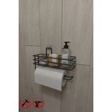 Mikasso Yapışkanlı Siyah Raflı Kağıt Rulo ve Peçetelik, Banyo ve Mutfak Düzenleyici Çok Renkli Metal