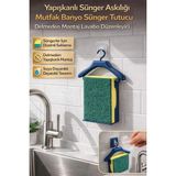 Mikasso Yapışkanlı Sünger Askılığı Mutfak Banyo Sünger Tutucu Delmeden Montaj Lavabo Düzenleyici Plastik Çok - Çok Renkli