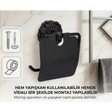 Mikasso Yapışkanlı/vidalı Kapaklı Tuvalet Kağıdı Askısı Banyo Tuvalet Kağıtlığı Roma Serisi Metal Siyah - Çok Renkli