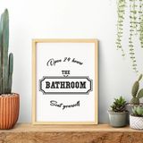 Mikasso Yazı Open Bathroom-Banyo Ahşap Çerçeveli Poster Tekli Dekor Duvar Tablo Seti Ahşap Bej - Çok Renkli