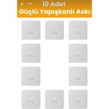 Mikasso Yedek 10 Adet Yapışkanlı Sticker Kendinden Yapışkanlı Kancalı Yapışkan Banyo Rafı Su Geçirmez Askı G