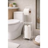 Mikasso Yedekli Ayaklı Metal Beyaz Tuvalet Kağıtlığı Wc Kağıt Standı Metal Beyaz - Çok Renkli