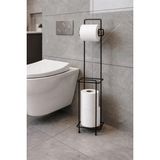 Mikasso Yedekli Ayaklı Metal Beyaz Tuvalet Kağıtlığı Wc Kağıt Standı Metal Siyah - Çok Renkli
