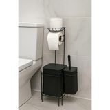 Mikasso Yedekli Siyah Kare Wc Kağıtlığı Tuvalet Fırçalığı Çöp Kovası Seti, Metal Askılı Wc Kağıtlık Fırça Me - Çok Renkli