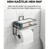 Mikasso Yedekli Tuvalet Kağıdı Askısı - Paslanmaz Metal Banyo Düzenleyici Siyah