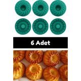 Mikasso Yeşil 6'lı Silikon Mini Kek Kalıbı - Muffin Kalıbı 6 Adet Göbekli Kek Kalıbı Silikon Yeşil