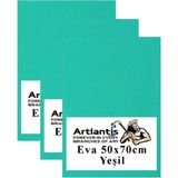 Mikasso Yeşil Eva 50X70 cm 3 Adet Eva Süngeri Okul Kreş Anasınıfı Elişi Etkinlikleri - Çok Renkli