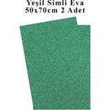 Mikasso Yeşil Simli Eva 50X70 cm 2 Adet Simli Eva Süngeri Okul Kreş Anasınıfı Elişi Etkinlikleri - Çok Renkli