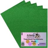 Mikasso Yeşil Simli Karton 35X50 5 Adet Simli Karton Yeşil 5 Adet 35*50 - Çok Renkli
