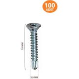 Mikasso Yhb Matkap Uçlu Akıllı Vida 3.9X19 100 Adet