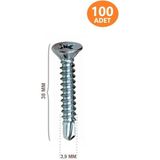 Mikasso Yhb Matkap Uçlu Akıllı Vida 3.9X38 100 Adet
