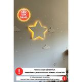 Mikasso Yıldız Gece Lambası Bebek Çocuk Odası Duvar Dekorasyonu Aydınlatma Ahşap Gece Lambası Ahşap Beyaz - Çok Renkli
