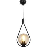 Mikasso Yıldız Home Damla Uyum Siyah-Bal Camlı Avize Metal 1 E27 Siyah Salon / Oturma Odası - Çok Renkli