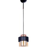 Mikasso Yıldız Home Polo Siyah-Bakır Bal Camlı Avize Metal 1 E27 Siyah Salon / Oturma Odası - Çok Renkli
