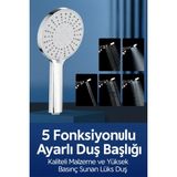 Mikasso Yüksek Basınçlı 5 Fonksiyonlu Duş Başlığı – Ayarlanabilir Lüks Banyo Başlığı Gümüş Eva / Pvc