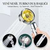 Mikasso Yüksek Basınçlı Turbo Pervaneli Duş Başlığı - Su Tasarruflu, Filtreli ve Stop Tuşlu Spa Etkisi Gri P