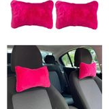 Mikasso Yumuşak Peluşlu Ortopedik Araba Seyahat Boyun Yastığı 2'li Fuşya Pembe Peluş Pembe - Çok Renkli