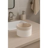 Mikasso Yuvarlak Bambu Organizer Sepet Katlanır Banyo Düzenleyici Bambu Beyaz - Çok Renkli