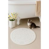 Mikasso Yuvarlak Banyo Paspası 60X60 Beyaz Renk Orta (6 - 12 Mm) Pamuk Polyester Beyaz - Çok Renkli