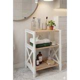 Mikasso Zenna Ahşap Minimal Banyo Rafı Beyaz Ahşap Beyaz - Çok Renkli