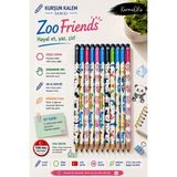 Mikasso Zoo Friends Premium Hb Kurşun Kalem Seti 12’li Köşeli Gövde Bulut Desenli Yerli Üretim Çok Renkli 12