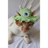 Mike Wazowski Bucket Şapka Monster Temalı Örgü Kedi Köpek Şapkası Sevimli Halloween Pet Aksesuarları