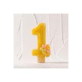 Miki & Miki Sarı Simli Pasta Mumu Doğum günü mum 1 yaş Balon Konsept