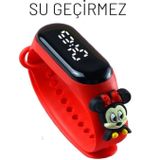 Mıkı Mınnıe Mause Figurlu Dijital Led Cocuk Saati Dokunmatik Ekranli Su Gecirmez (Kırmz) (Akıllı Degıl)