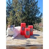 Miklard Candle Miklard Silindir Mum Kırmızı 3 Lü Büyük Set - Çap 10.5 cm Boylar 15-20-25 cm