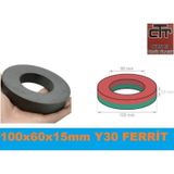 Mıknatıs Halka Büyük 5 Adet Y30 Güçlendirilmiş Ferrit 100X60X15Mm
