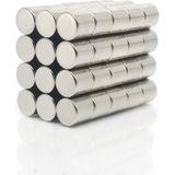 Mıknatıs Market 5 Adet 10 x 10 mm Yuvarlak Güçlü Neodyum Mıknatıs Çap 10 mm Kalınlık 10 mm - Gümüş