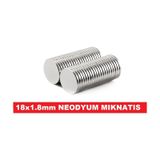 MIKNATIS NEODYUM 18x1.8mm NEODYUM GÜÇLÜ MIKNATIS 12 ADET