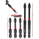 Mıknatıslı Bits Uç Matkap Ucu Tornavida Ucu Vidalama Ucu PH2-90MM-50MM (5ADET) - Altın