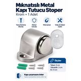 Mıknatıslı Küçük Metal Kapı Tutucu Stoper Krom Vidalı Zemin Montajlı Kapı Durdurucu Tampon Çarpma Önleyici Kapı Sabitleyici Rüzgarda Kapı Tutucu Stop Aparatı Kapı Arkası 1 Adet Vidalı Montajlı