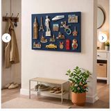 Mıknatıslı Pano Siyah Ofis/Çalışma Odası İçin Mıknatıs Hediyeli Metal Magnet Hatıra Panosu 60X40cm