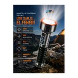 Mıknatıslı Powerbank Özellikli Usb Şarjlı El Feneri 3000 Lümen 10W Led Güçlü Işık 360° Cob Aydınlatma Kamp Lambası