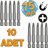 Mıknatıslı Yıldız Ph2 Bits Uç 75 Mm 10'Lu Set Kutulu Manyetik 1/4" Matkap Ucu 7.5 Cm Uzunluk