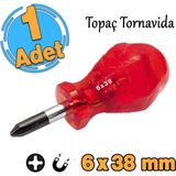 Mıknatıslı Yıldız Uçlu Topaç Tornavida 6X38 Mm Vida Sıkma Sökme Vidalama El Tornavidası 10 Cm 1 Adet