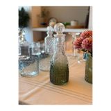 Miko Home & Garden Vintage Kabartma Desenli Cam Karaf – Yeşil Ombre Dekoratif Şişe